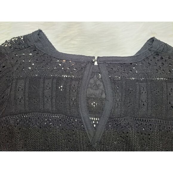 Free People|Once Upon-A-Time Black Bell Sleeve Lace Top, XS - Picture 8 of 10